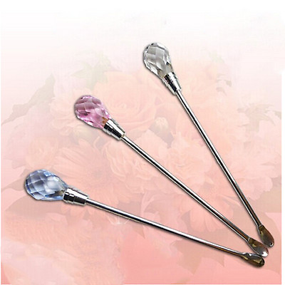 Glitter Crystal Head Spoon Stainless Steel Nail Art Spoon Nai Ky C $1.48