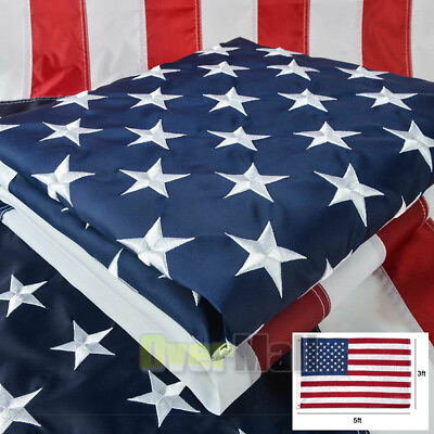 #ad American US Flag Heavy Duty Nylon Double Stitching Embroidered USA Banner Flags $6.99