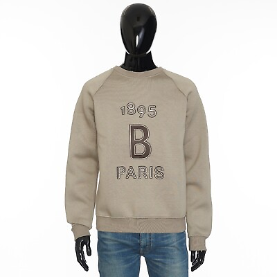 #ad BERLUTI 1295$ Crewneck Sweater With Leather Logo Embroidery In Light Taupe $766.50