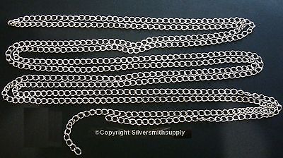 6#x27; Sterling silver plated bulk twist cable link 5x3mm necklace extenders CH130 $2.75