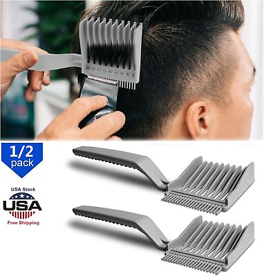 #ad 2× Barber Comb Fading Tapering Blend Longer Hair Professional Blending Hair Comb $7.46
