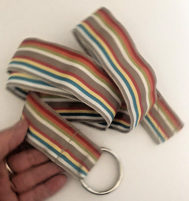 #ad New One Size S M L XL Striped Grosgrain Ribbon BELT Silver O Rings 1.5quot; Multi a $19.05