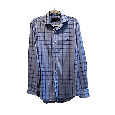 #ad Polo Ralph Lauren Performance Shirt Mens Size Medium Blue Plaid Button Up $15.27