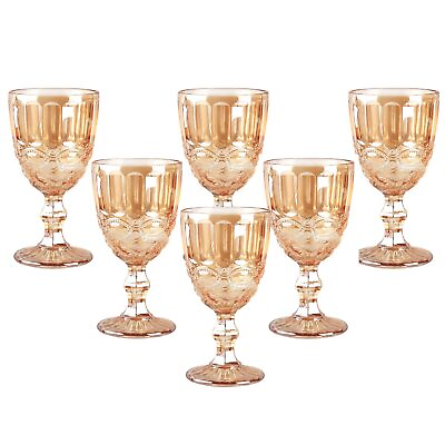 #ad Vintage Wine Glasses Set of 6 10 Ounces Colored Glass Water Goblets Unique ... $60.94