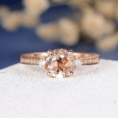 #ad 14k Rose Gold Plated 2.75 Ct Round Cut Simulated Peach Morganite Engagement Ring $273.99