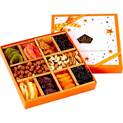 #ad Dried Fruit and Nuts Gift Basket Orange Elegant Box 1.43Lbs 10 $30.68