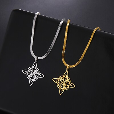 Witch Knot Snake Chain Necklace For Women Stainless Steel Choker Amulet Jewelry $6.99