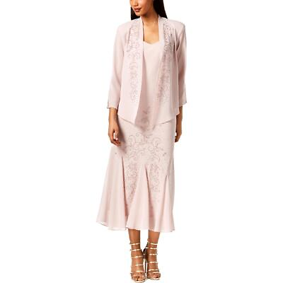 #ad Ramp;M Richards Womens Pink 2 PC Chiffon Full Length Two Piece Dress 6 BHFO 8102 $20.99