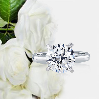 #ad Samie Collection White Gold Plated 4 carat CZ Solitaire Wedding Engagement Ring $23.99