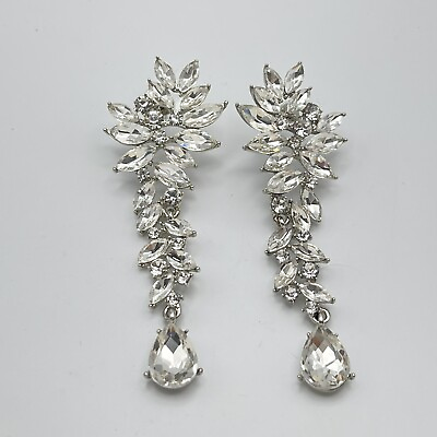 #ad Crystal Cluster Chandelier Dangle Earrings Teardrop Bridal Wedding Formal $14.40