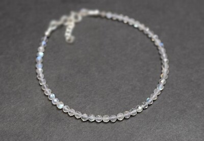 #ad Moonstone 3mm Beads Healing Balance Gemstone Crystal Women Dainty Bracelet Gifts $12.99