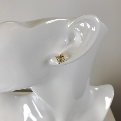 #ad 2.5 Ct Stud Diamond Earring Princess Fancy Canary Yellow Man Made 14k Gold $323.95