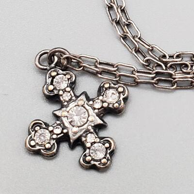 #ad #ad Catherine Popesco France Silver Pltd Maltese Cross Necklace 1mm Paperclip Chain $75.00