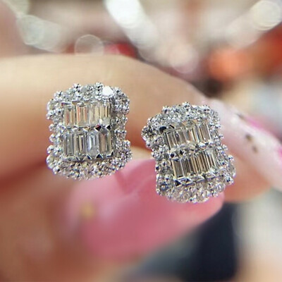 #ad Fashion Cubic Zircon 925 Silver Filled Stud Earring Women Wedding Jewelry Gift C $3.94