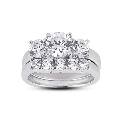 #ad 0.74ct D VS2 Round Natural Certified Diamonds 14k Classic Matching Bridal Set $1876.93
