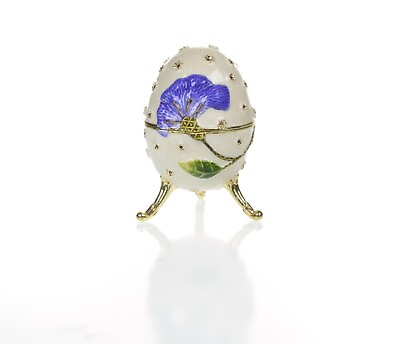 #ad purple flower Egg Trinket Box amp; music Handmade by Keren Kopal Austrian Crystals $137.00