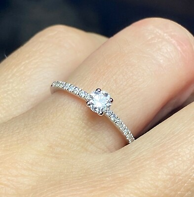 #ad Kallati 9K White Gold Diamond Engagement Ring Pave Shoulder $1700 1246GBP 6.75 $650.00