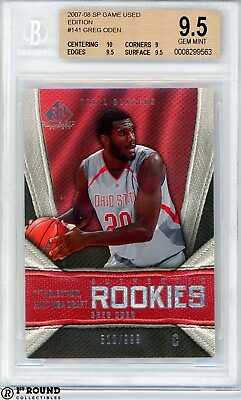#ad Greg Oden RC BGS 9.5: 2007 08 SP Game Used Rookie Card 999 $19.99