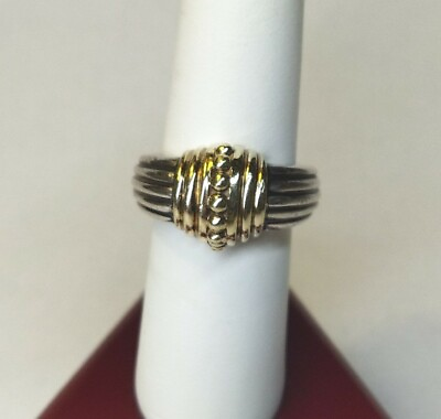 #ad Sterling Silver 925 14 k Gold Ring Size 6.75 $300.00