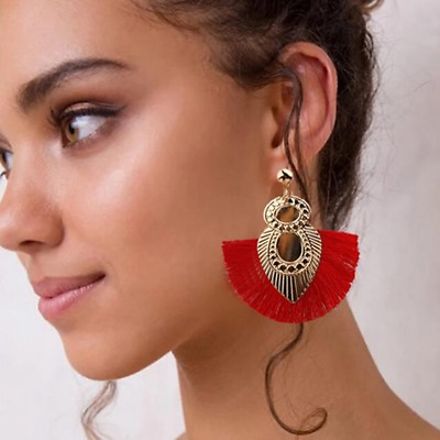#ad Women 2021 Bohemian Long Tassel Fringe Boho Drop Dangle Earring Jewelry Hook $3.09