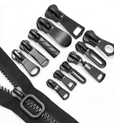 #ad 12 Metal Zipper Slider Replacement Kit Easy Install Pull Repair for Zippers $8.99