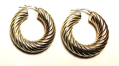 #ad Big 925 Sterling Silver Swirl Hoop Earrings $35.00