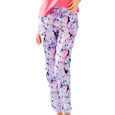 #ad Lily Pulitzer Women#x27;s XL 100% Linen Aden Pants Its For Shore High Tide Colorful $79.99