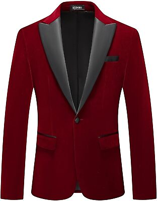 #ad Mens Velvet Blazer Slim Fit Suit Jacket for Men Peaked Lapel One Button Tuxedo B $444.78