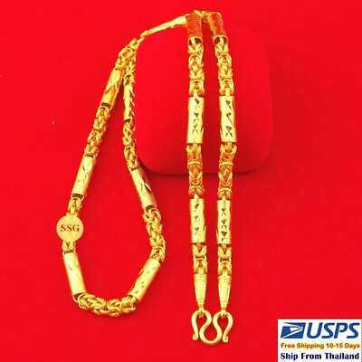 #ad R7 Thai Gold 24k Solid Necklace Yellow Chain Pendant 24quot; Weight 5 Baht Dragon $71.00