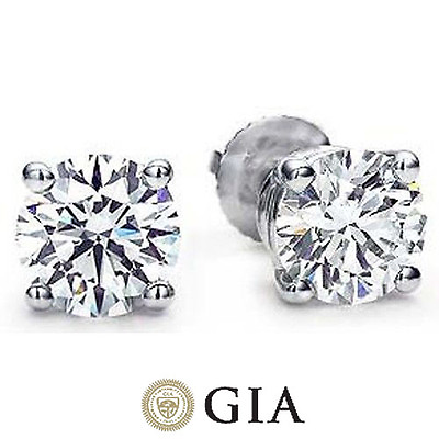 #ad 4 ct Round Ideal cut Diamond Studs Platinum Earrings with GIA G color VS2 report $72187.50