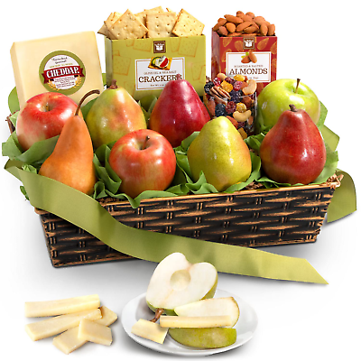 Classic Fresh Fruit Basket Gift with Crackers Cheese and Nuts for Christmas $42.70