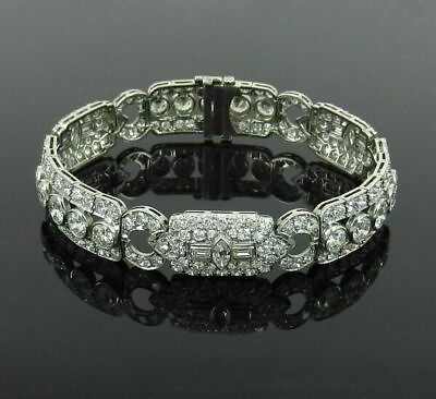 #ad 15Ct Art Deco Marquise Baguette Cut Created Diamond Bracelet 14K White Gold Over $283.67