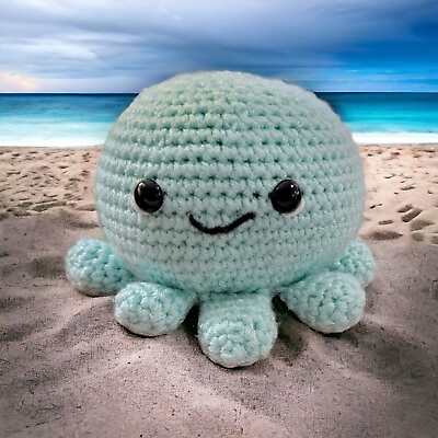 #ad Hand Crocheted Plush Octopus Amigurumi Secret Pocket Soft Cuddly 7quot; Wide $24.99