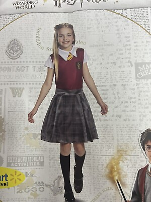 #ad Harry Potter Gryffindor Halloween Costume Uniform Dress Girls Size M 8 10 $15.99
