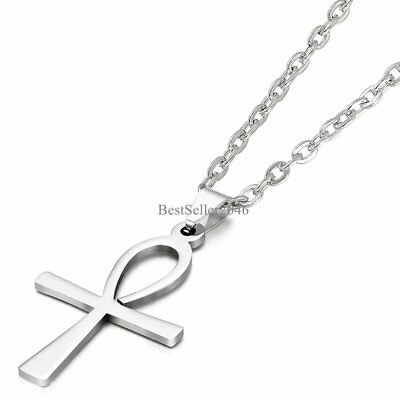 Egyptian Ankh Cross Of Life Egypt Symbol Pendant Necklace Stainless Steel Chain $9.99