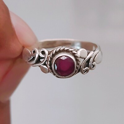 Ruby Ring Statement Ring 925 Sterling Silver Boho Ring Ruby Jewelry Gift For Her $29.92