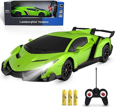 #ad New 1:24 Scale Green Lamborghini Veneno Model Car Remote Control Car RC Car Toys $24.99