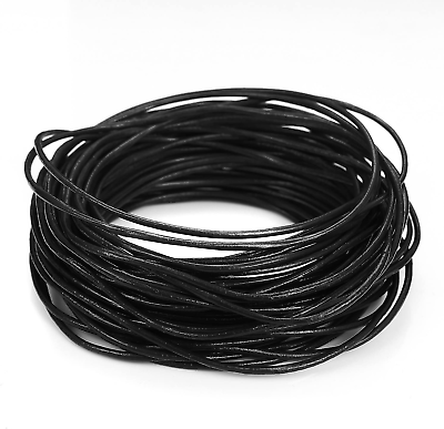 #ad Genuine round Leather Cord Black Leather Strips 11 Yards1.5Mm $13.99