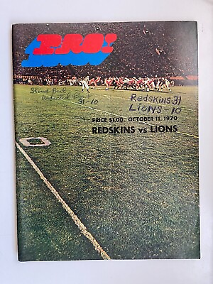 #ad 1970 OCT 11 PRO NFL GAME DAY PROGRAM WASHINGTON REDSKINS vs. DETROIT LIONS $11.99