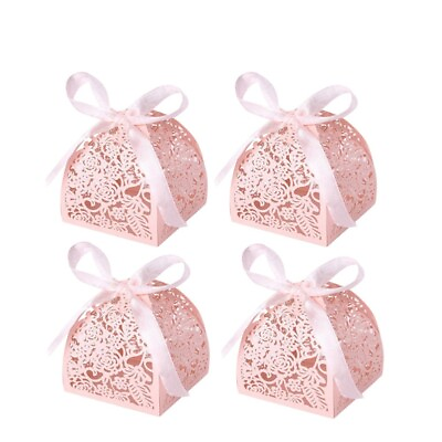 #ad 50 PCS Candy Favour Boxes Gift Hollow Box Wedding Candy Supplies $16.91