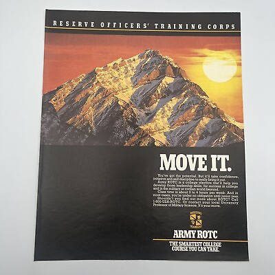 #ad Army ROTC 1990 Vtg Print Ad 10quot;x12quot; reserve officer recruiting move mountains $14.00
