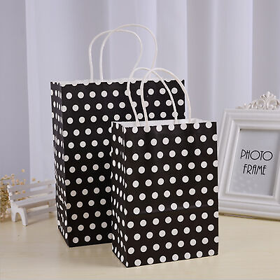 #ad 12 Polka Dot Design Black Favor Birthday Wedding Present Gift Bags 5.9x3.3x4.7in $9.99