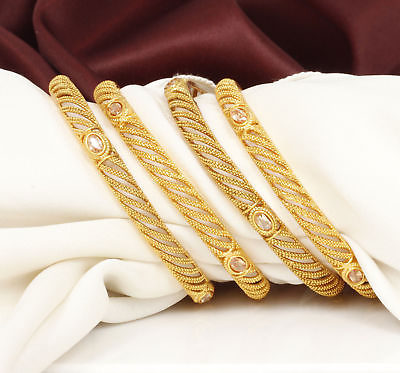 #ad Fashion Indian Bollywood Gold Plated 4 PCs Bangle Bracelet Women Wedding Jewelry $28.99