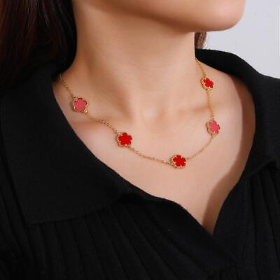 #ad Women Five Leaf Clover Necklace Fashion Geometric Necklace Sweetromantic Jewelry $16.99