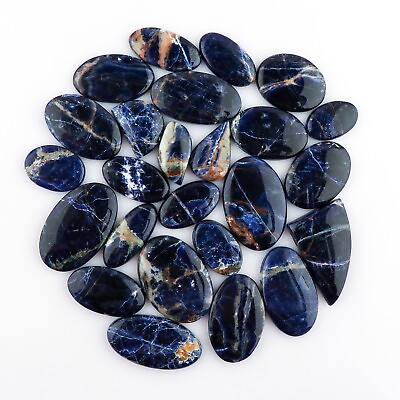 #ad 5pcs Natural Sodalite Gemstones Cabochon Crystals Wholesale Loose Healing Stones $18.74