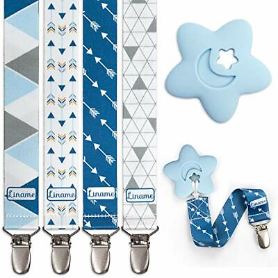 Liname 4 Pack Pacifier Clip for Boy amp; Girl w Teething Toy Baby Gift for Soothers $6.49