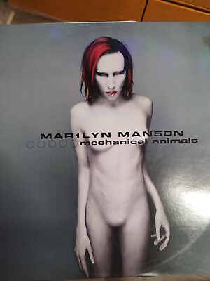 #ad Marilyn Manson Mechanical Animals LP Record 1998 1st Press Blue White Vinyl $350.00