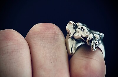 #ad Stunning Vintage Sterling Silver “Elephants in Love” Ring $200.00