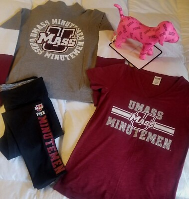 #ad Victorias Secret PINK UMASS Campus BLING Set 1 4 zip Pullover VNeck amp; Legging M $229.00
