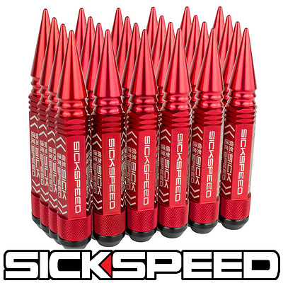 #ad SICKSPEED 24 PC RED 5 1 2quot; LONG SPIKED STEEL EXTENDED LUG NUTS RIMS 14X1.5 $119.88